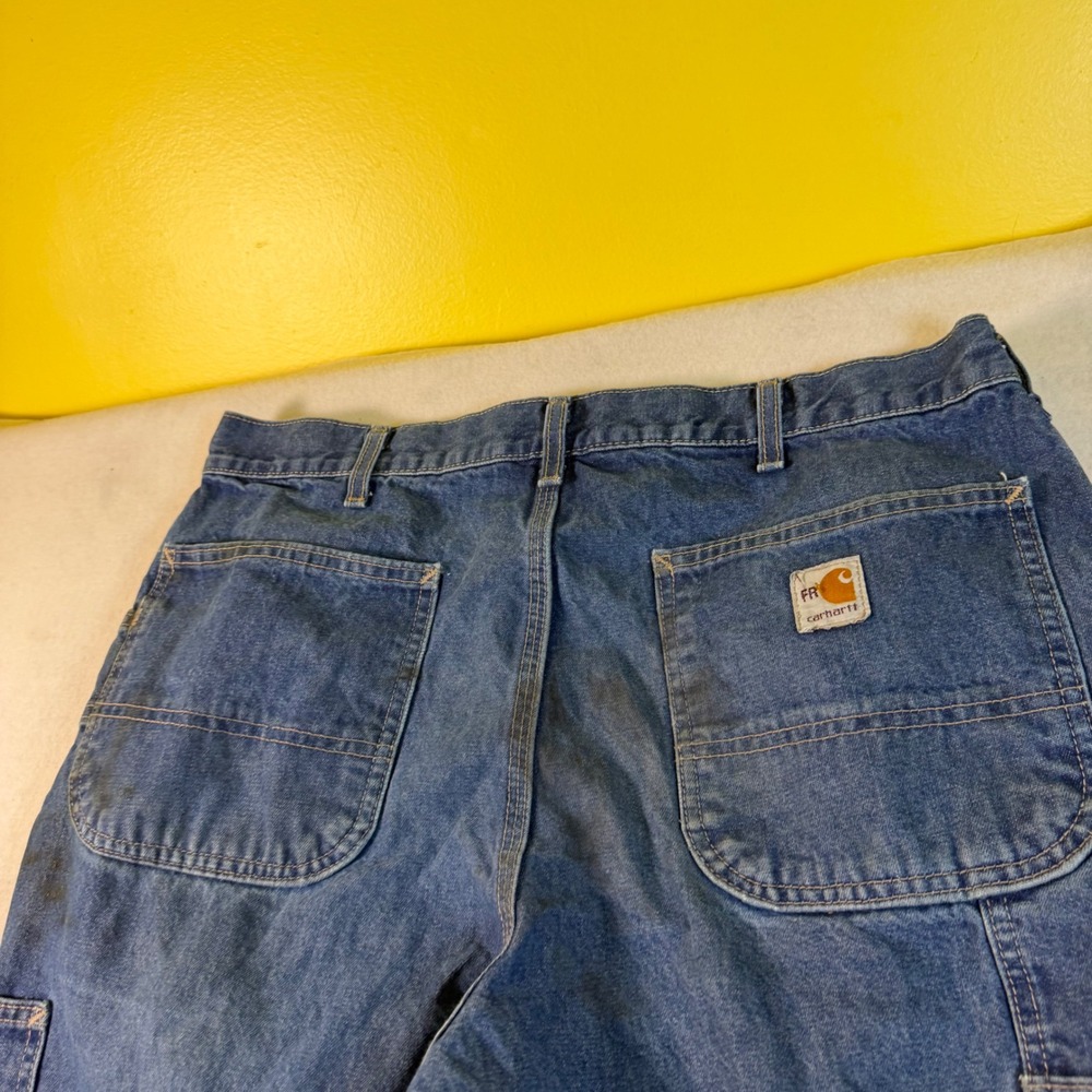 Carhartt FR Flame Resistant Blue Denim Carpenter Work Pants FRB13-DNM 36x34 Mens